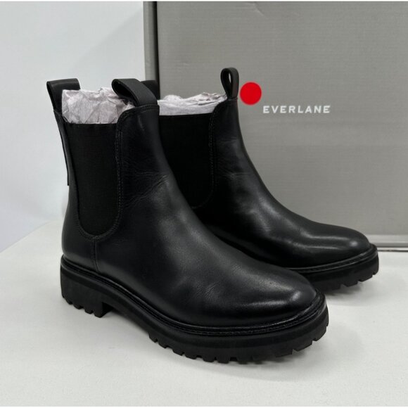 Everlane The Lug Chelsea Boot in Black sz 6.5 Women's Leather Ankle Chunky Sole - Picture 1 of 9